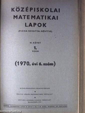 Középiskolai matematikai lapok 1970. január-december