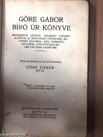 Göre Martsa lakodalma/Göre Gábor biró úr könyve (rossz állapotú)