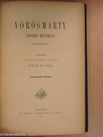 Vörösmarty összes munkái IV. (töredék)