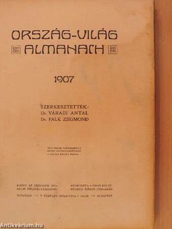 Ország-világ almanach 1907 (rossz állapotú)