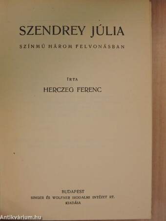 Szendrey Júlia/Kilenc egyfelvonásos