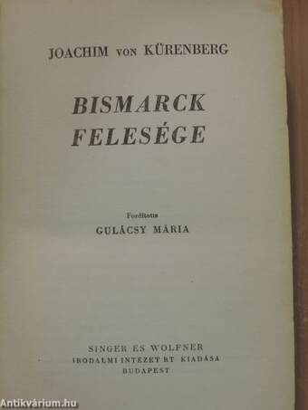 Bismarck felesége