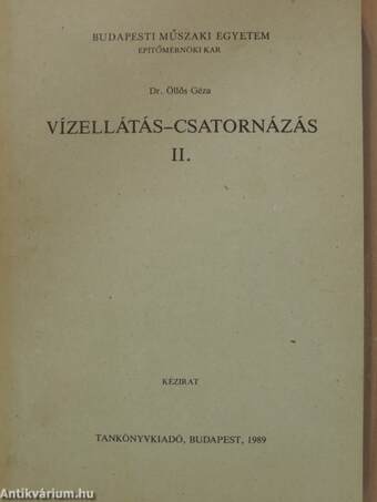 Vízellátás-csatornázás II.