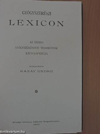 Gyógyszerészi lexicon I-IV.