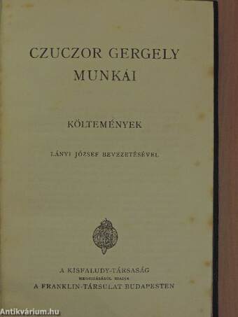 Czuczor Gergely munkái