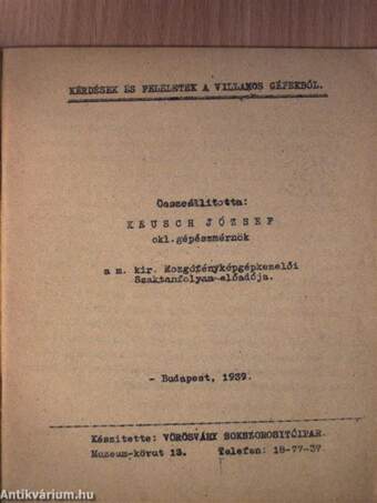 Kérdések és feleletek a villamos gépekből