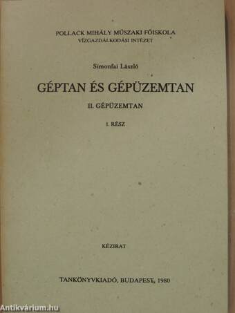 Géptan és gépüzemtan II/1.