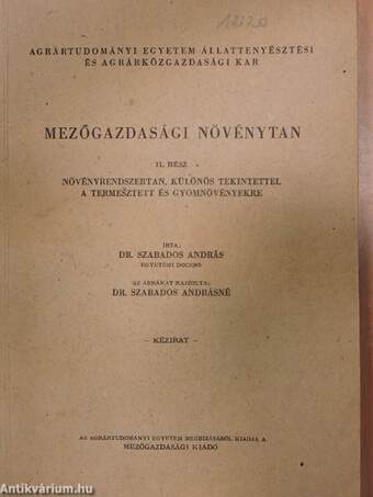 Mezőgazdasági növénytan II.