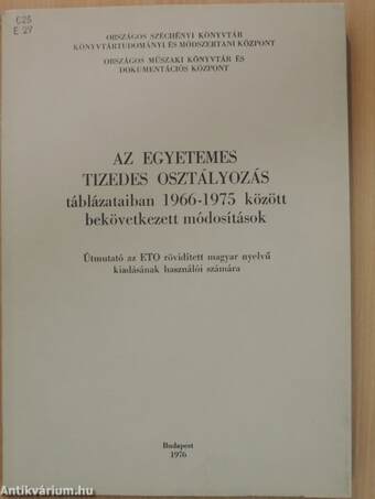 Az Egyetemes Tizedes Osztályozás táblázataiban 1966-1975 között bekövetkezett módosítások