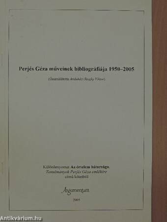 Perjés Géza műveinek bibliográfiája 1950-2005