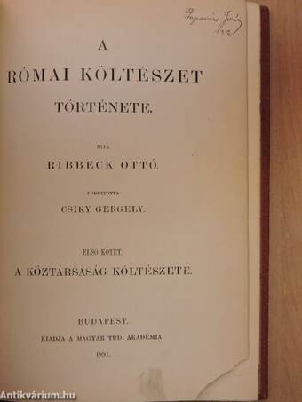 A római költészet története I-III.