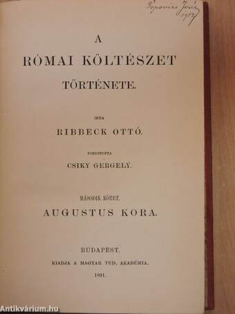 A római költészet története I-III.