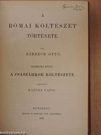 A római költészet története I-III.