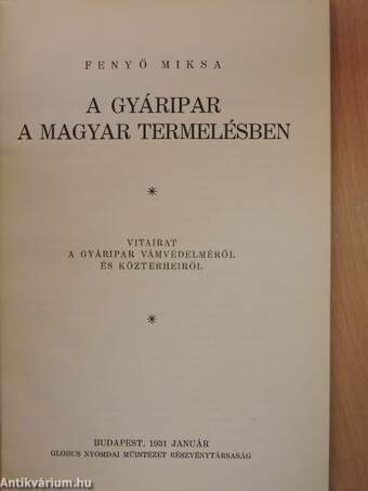 A gyáripar a magyar termelésben