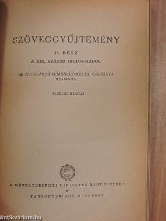 Szöveggyűjtemény a XIX. század irodalmából