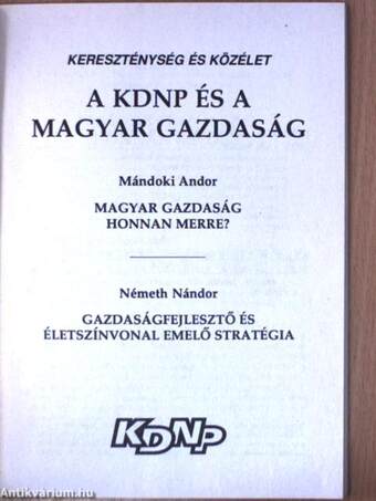 A KDNP és a magyar gazdaság