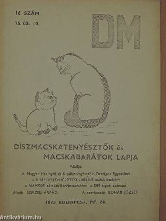 Díszmacskatenyésztők és Macskabarátok Lapja 1975. február