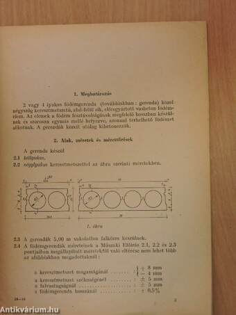 Műszaki előírás 2 vagy 4 lyukas födémgerendák tervezésére, minőségi és átvételi feltételeire