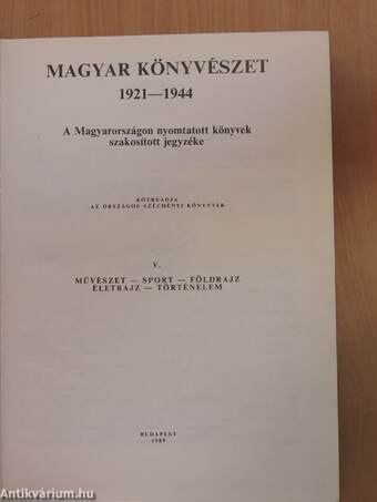 Magyar könyvészet 1921-1944 V.