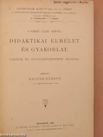 A Herbart-Ziller-Rein-féle didaktikai elmélet és gyakorlat/Földrajz a középiskolák számára II. 