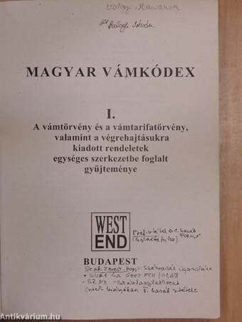 Magyar vámkódex I.