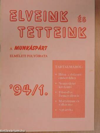 Elveink és Tetteink 1994/1-4./Különszám