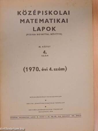 Középiskolai matematikai lapok 1970/4.