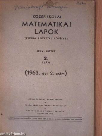 Középiskolai matematikai lapok 1963/2.
