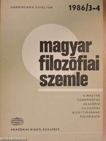 Magyar Filozófiai Szemle 1986/3-4.