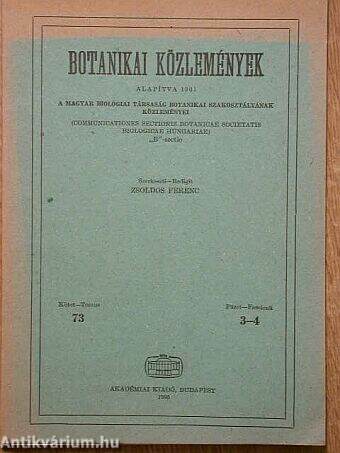 Botanikai közlemények 1986/3-4.