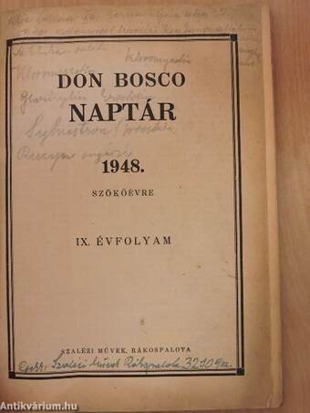 Don Bosco naptár 1948