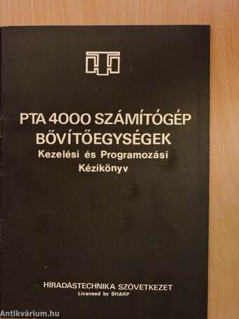 PTA 4000 számítógép bővítőegységek Kezelési és Programozási Kézikönyv