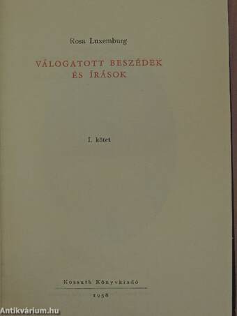 Válogatott beszédek és írások I. 