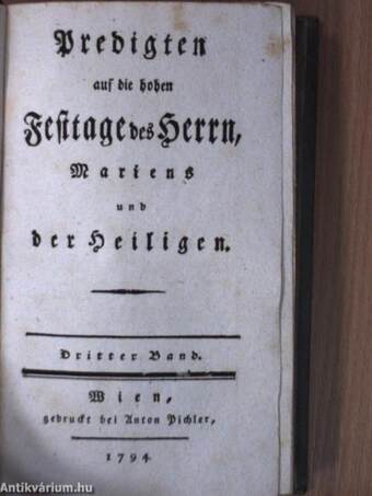 Auserlesene Bibliothek von Predigten auf alle Sonn- und Festtage des ganzen Jahrs I/3. (töredék) (gótbetűs)