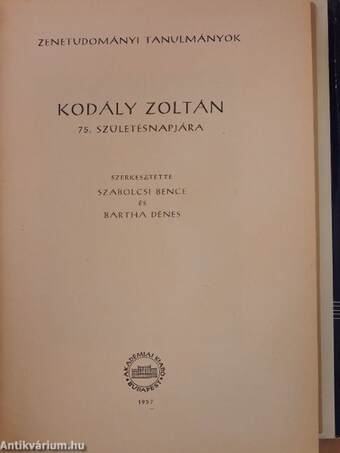 Kodály Zoltán 75. születésnapjára