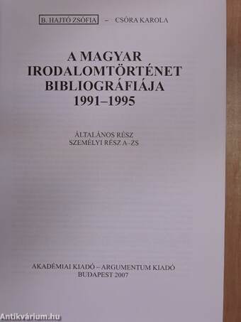 A magyar irodalomtörténet bibliográfiája 9.