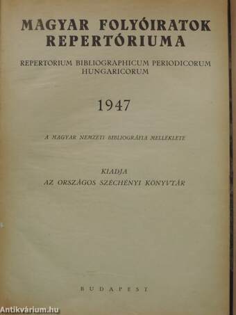 Magyar Folyóiratok Repertóriuma 1947/1-4.