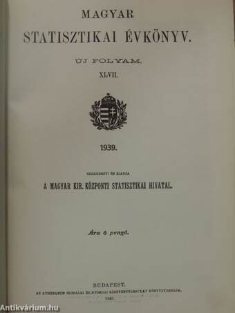 Magyar Statisztikai Évkönyv 1939.