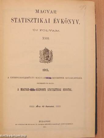 Magyar Statisztikai Évkönyv 1915.
