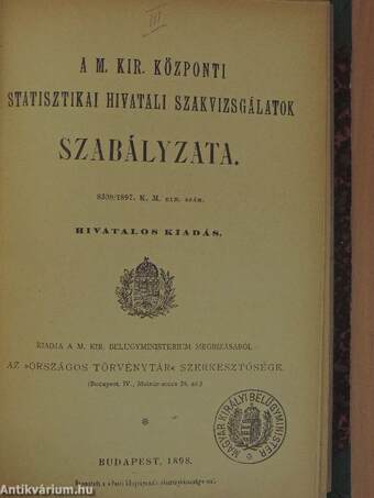 Statisztikai vonatkozású rendeleteket és törvénycikkeket tartalmazó kiadványok egyedi gyűjteménye (8 db)