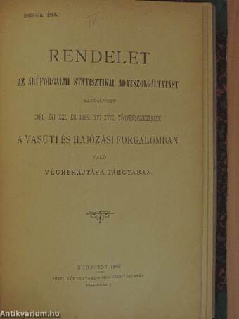 Statisztikai vonatkozású rendeleteket és törvénycikkeket tartalmazó kiadványok egyedi gyűjteménye (8 db)