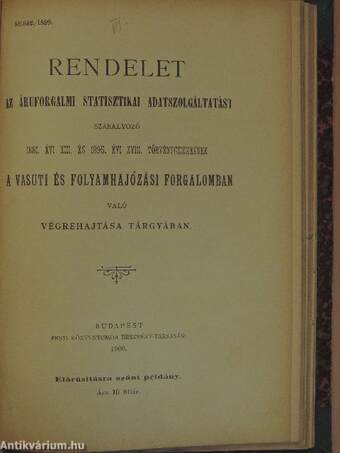 Statisztikai vonatkozású rendeleteket és törvénycikkeket tartalmazó kiadványok egyedi gyűjteménye (8 db)