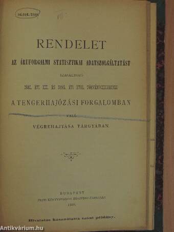 Statisztikai vonatkozású rendeleteket és törvénycikkeket tartalmazó kiadványok egyedi gyűjteménye (8 db)