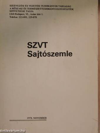 SZVT Sajtószemle 1978. november