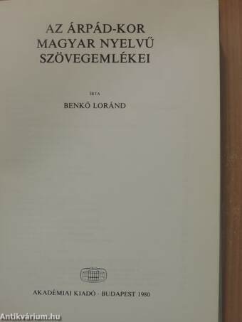 Az Árpád-kor magyar nyelvű szövegemlékei