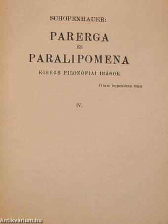 Parerga és paralipomena IV.