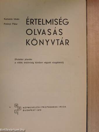 Értelmiség, olvasás, könyvtár