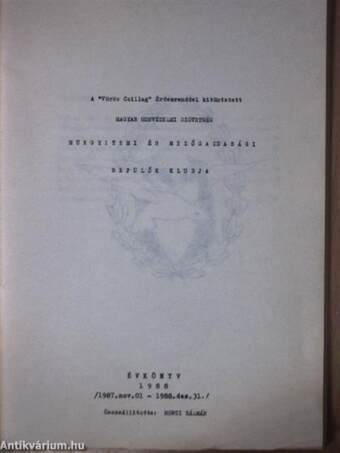 Műegyetemi és Mezőgazdasági Repülők Klubja Évkönyv 1988