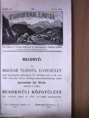 Turisták lapja 1924. október-december