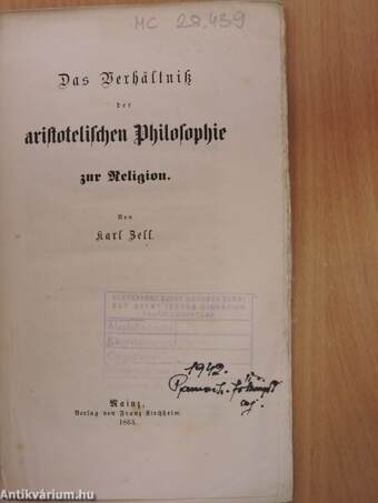 Das Verhältniss der Aristotelischen Philosophie zur Religion (gótbetűs)